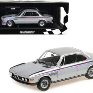 1973 BMW 3.0 CSL Silver Metallic with Red and Blue Stripes Limited Edition to 540 pieces Worldwide 1/18 Diecast Model Car by Minichamps