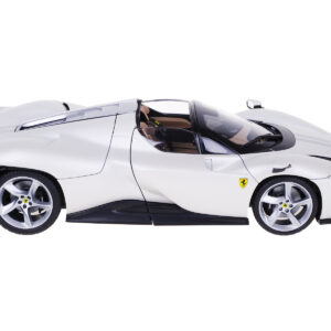 Ferrari Daytona SP3 White Metallic with Silver Stripes “Signature Series” 1/18 Diecast Model Car by Bburago