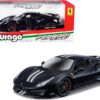 Ferrari 488 Pista Dark Blue Metallic with Silver Stripes 1/24 Diecast Model Car by Bburago