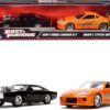 Dom’s Dodge Charger R/T Black and Brian’s Toyota Supra Orange Set of 2 pieces “Fast & Furious” Series 1/32 Diecast Model Cars by Jada