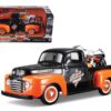 1948 Ford F-1 Pickup Truck with 1958 Harley Davidson FLH Duo Glide Motorcycle Orange and Black 1/24 Diecast Models by Maisto