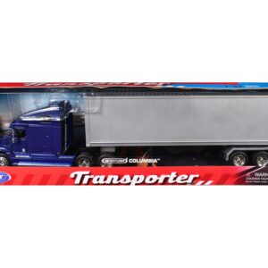 Freightliner Columbia Truck Blue with Gray Container 1/32 Diecast Model by Welly