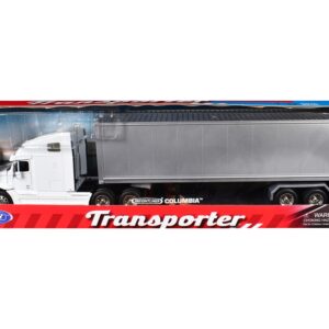 Freightliner Columbia Truck White with Gray Container 1/32 Diecast Model by Welly