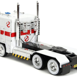 G1 Autobot Optimus Prime Truck White with Robot on Chassis from “Transformers” TV Series – “Ghostbusters” (1984) Movie Crossover “Hollywood Rides” Series 1/24 Diecast Model by Jada