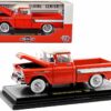 1958 Chevrolet Apache Cameo Pickup Truck Cardinal Red with Wimbledon White Top Limited Edition to 6550 pieces Worldwide 1/24 Diecast Model Car by M2 Machines