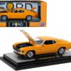 1970 Ford Mustang Mach 1 428 Grabber Orange with Black Stripes Limited Edition to 5250 pieces Worldwide 1/24 Diecast Model Car by M2 Machines