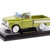 1958 Chevrolet Apache Cameo Pickup Truck Olive Green Metallic with Wimbledon White Top Limited Edition to 6250 pieces Worldwide 1/24 Diecast Model Car by M2 Machines