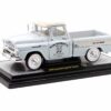 1958 Chevrolet Apache Cameo Pickup Truck “Mooneyes” Light Gray with White Top Limited Edition to 6650 pieces Worldwide 1/24 Diecast Model Car by M2 Machines