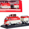 1960 Volkswagen T1 Kombi Van with Trailer Red and Cream “Coca Cola” 1/43 Diecast Model Car by Motorcity Classics