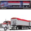 Kenworth W900L Day Cab and East Michigan Series 31′ and 20′ End Dump Trailers Viper Red and Silver 1/64 Diecast Model by DCP/First Gear