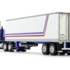 Peterbilt 352 COE 86″ Sleeper and 40′ Vintage Refrigerated Trailer White with Blue and Red Stripes “Bicentennial Patriot” 1/64 Diecast Model by DCP/First Gear