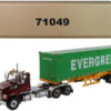 Western Star 4700 SB Tandem Truck Tractor Metallic Red with Skeleton Trailer and 40′ Dry Goods Sea Container “EverGreen” “Transport Series” 1/50 Diecast Model by Diecast Masters