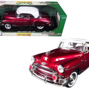 1950 Chevrolet Bel Air Burgundy with White Roof 1/18 Diecast Model Car by Motormax