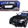 2015 Ford Police Interceptor Utility Black and White with Flashing Light Bar and Front and Rear Lights and 2 Sounds 1/18 Diecast Model Car by Motormax