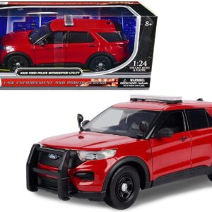 2022 Ford Police Interceptor Utility Unmarked Red 1/24 Diecast Model Car by Motormax