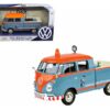 Volkswagen Type 2 (T1) Delivery Service Pickup Truck Blue and Orange “VW-Kundendienst” 1/24 Diecast Model Car by Motormax