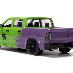 2014 RAM 1500 Pickup Truck Green and Purple and Hulk Diecast Figure “Marvel Avengers” “Hollywood Rides” Series 1/24 Diecast Model Car by Jada