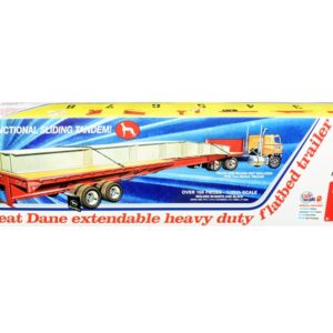 Skill 3 Model Kit Great Dane Extendable Heavy Duty Flat Bed Trailer with Functional Sliding Tandem 1/25 Scale Model by AMT