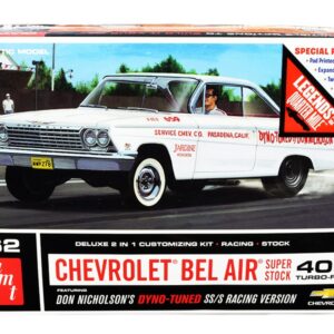 Skill 2 Model Kit 1962 Chevrolet Bel Air Super Stock 409 Turbo-Fire Don Nicholson’s 2-in-1 Kit “Legends of the Quarter Mile” 1/25 Scale Model by AMT