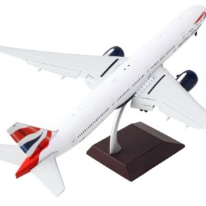 Boeing 777-300ER Commercial Aircraft with Flaps Down “British Airways” (G-STBH) White with Striped Tail “Gemini 200” Series 1/200 Diecast Model Airplane by GeminiJets