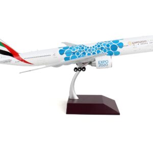 Boeing 777-300ER Commercial Aircraft “Emirates Airlines – Dubai Expo 2020” White with Blue Graphics “Gemini 200” Series 1/200 Diecast Model Airplane by GeminiJets