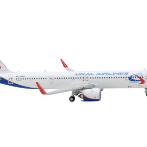 Airbus A321neo Commercial Aircraft “Ural Airlines” White with Blue Tail 1/400 Diecast Model Airplane by GeminiJets