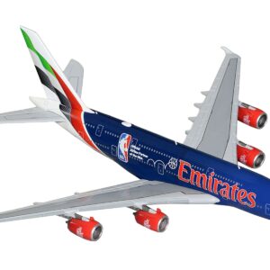 Airbus A380-800 Commercial Aircraft “Emirates Airlines – Official NBA Partner” (A6-EOD) Dark Blue with Striped Tail 1/400 Diecast Model Airplane by GeminiJets