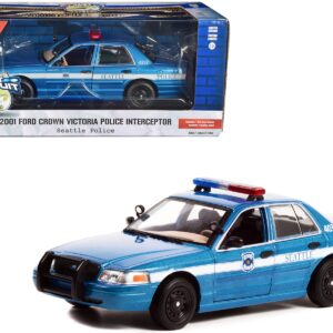 2001 Ford Crown Victoria Police Interceptor Blue Metallic “Seattle Police – Seattle, Washington” “Hot Pursuit” Series 1/24 Diecast Model Car by Greenlight