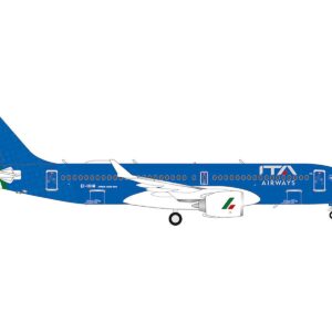 Airbus A220-300 Commercial Aircraft “ITA Airways” (EI-HHM) Blue with Tail Stripes 1/200 Diecast Model Airplane by Herpa