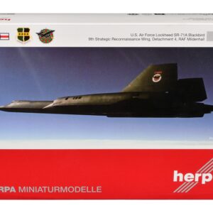 Lockheed SR-71A Blackbird Stealth Aircraft “9th Strategic Reconnaissance Wing Detachment 4 RAF Mildenhall” United States Air Force 1/200 Diecast Model Airplane by Herpa