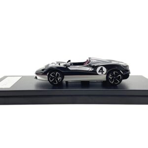 McLaren Elva Convertible #4 Carbon Black with White and Red Stripes 1/64 Diecast Model Car by LCD Models