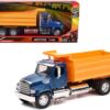 Freightliner 114SD Dump Truck Blue and Yellow “Long Haul Trucker” Series 1/32 Diecast Model by New Ray