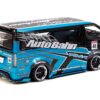 Toyota Hiace Widebody Van RHD (Right Hand Drive) “AutoBahn” Blue Metallic and Black with Graphics “Hobby43” Series 1/43 Diecast Model Car by Tarmac Works