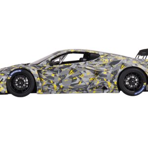 Chevrolet Corvette Z06 GT3.R Gray and Yellow Graphics “Sebring Test Car” (2022) 1/18 Model Car by Top Speed