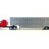 Mack CH 613 with Sleeper Cab Red with Silver Livestock Trailer 1/87 (HO) Plastic Model Car by Promotex