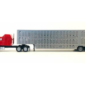 Mack CH 613 with Sleeper Cab Red with Silver Livestock Trailer 1/87 (HO) Plastic Model Car by Promotex