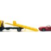 Flatbed Tow Truck “ADAC” Yellow and BMW Z4 Convertible Red Set of 2 pieces 1/87 (HO) Plastic Model Cars by Promotex