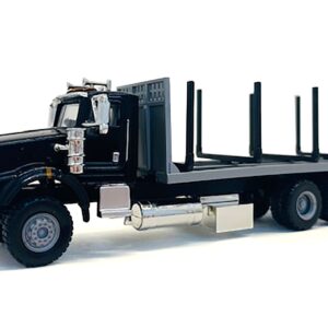 Kenworth T800 Stake Bed Truck Black 1/87 (HO) Plastic Model Car by Promotex