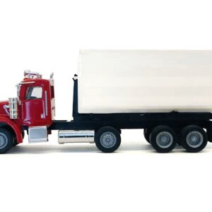 Peterbilt 367 Roll-Off Dump Truck Red with White Box 1/87 (HO) Plastic Model Car by Promotex