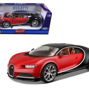 2016 Bugatti Chiron Red with Black 1/18 Diecast Model Car by Bburago