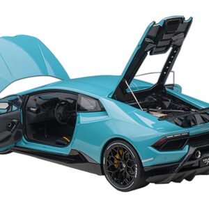 Lamborghini Huracan Performante Blu Glauco / Solid Blue with Black Wheels 1/12 Model Car by Autoart