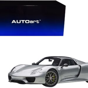 Porsche 918 Spyder Weissach Package Silver 1/12 Model Car by Autoart