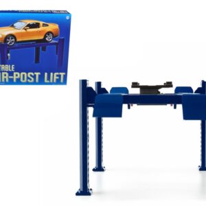 Adjustable Four Post Lift Blue for 1/18 Scale Diecast Model Cars by Greenlight