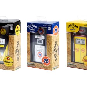 “Vintage Gas Pump” Set of 3 Pumps Series 12 1/18 Diecast Models by Greenlight