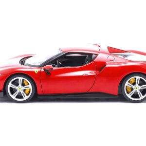 Ferrari 296 GTB Assetto Fiorano Red with White Stripes “Race + Play” Series 1/18 Diecast Model Car by Bburago