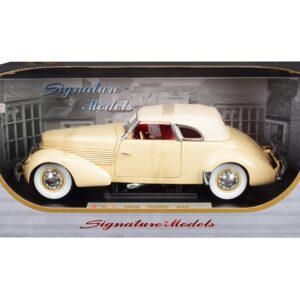 1936 Cord 810 Coupe Yellow with Cream Top and Red Interior 1/18 Diecast Model Car by Signature Models