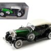 1934 Duesenberg Model J Black and Green with Cream Top 1/18 Diecast Model Car by Signature Models