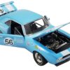 1967 Chevrolet Camaro Z/28 Trans Am #56 “Dana Chevrolet Southgate” Light Blue with White Stripes and Graphics Limited Edition to 600 pieces Worldwide “ACME Exclusive” Series 1/18 Diecast Model Car by GMP