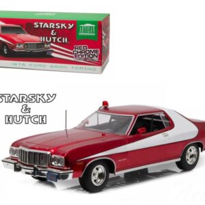 1976 Ford Gran Torino “Starsky and Hutch” Red Chrome Edition (TV Series 1975-79) 1/18 Diecast Model Car by Greenlight