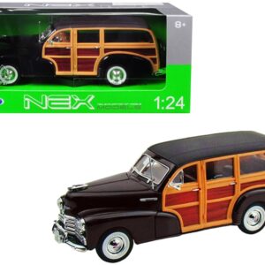 1948 Chevrolet Woody Fleetmaster Dark Brown 1/24 Diecast Model Car by Welly